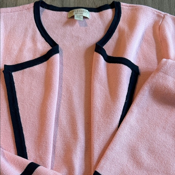 Appleseed's Blush Cardigan with Navy Accents - Picture 4 of 6